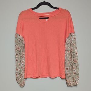 Hailey & Co Coral Thermal Long Sleeve Blouse NWT